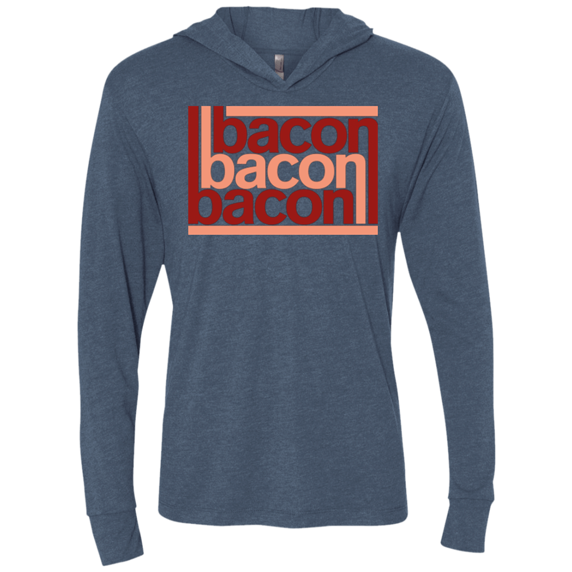 T-Shirts Indigo / X-Small Bacon-Bacon-Bacon Triblend Long Sleeve Hoodie Tee