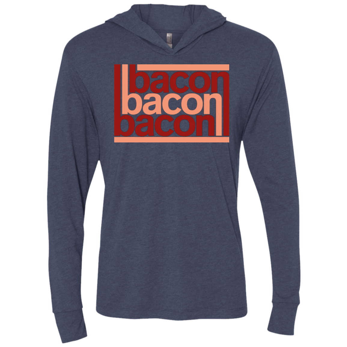 T-Shirts Vintage Navy / X-Small Bacon-Bacon-Bacon Triblend Long Sleeve Hoodie Tee
