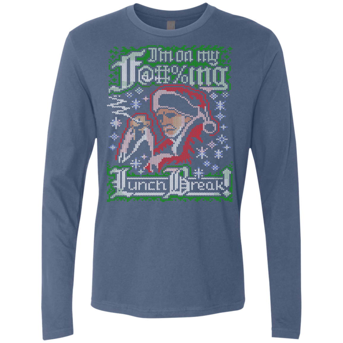 T-Shirts Indigo / Small Bad Santa Ugly sweater Men's Premium Long Sleeve