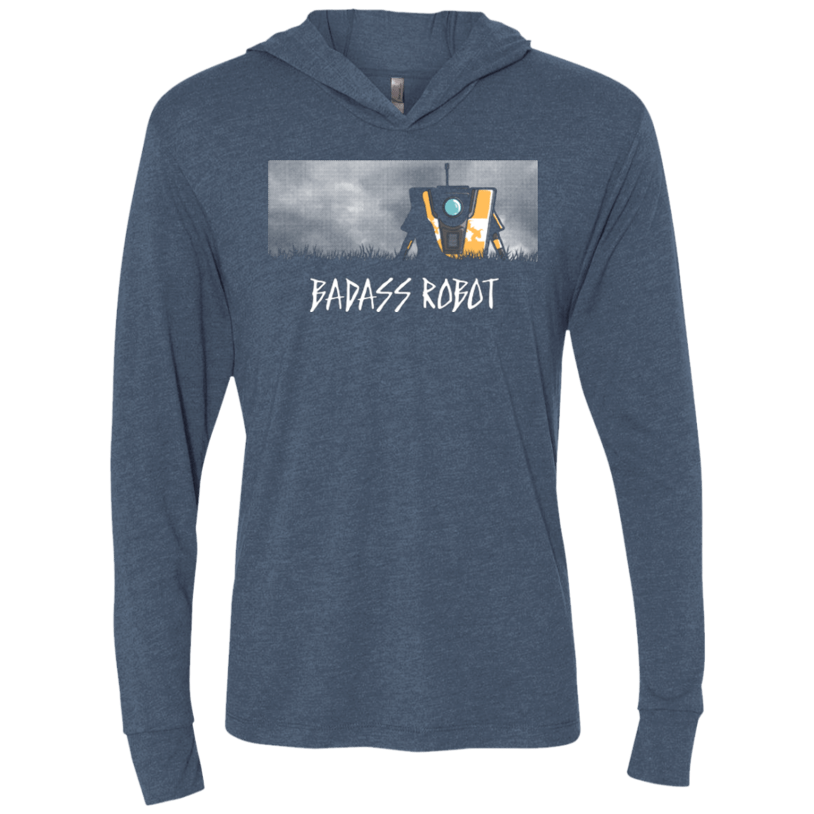 T-Shirts Indigo / X-Small BADASS ROBOT Triblend Long Sleeve Hoodie Tee