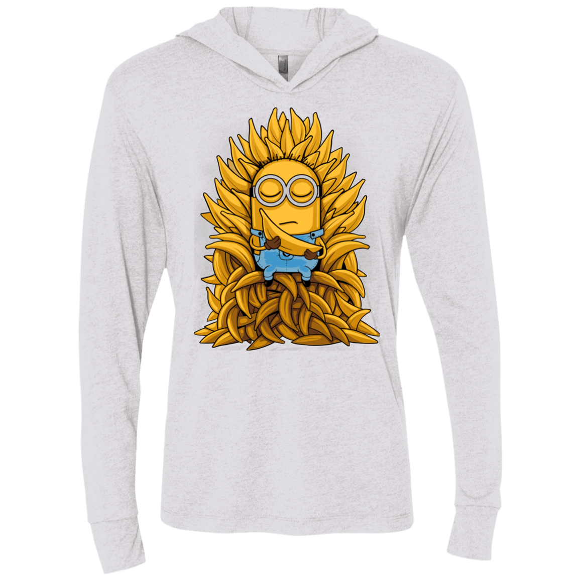 T-Shirts Heather White / X-Small Banana Throne Triblend Long Sleeve Hoodie Tee