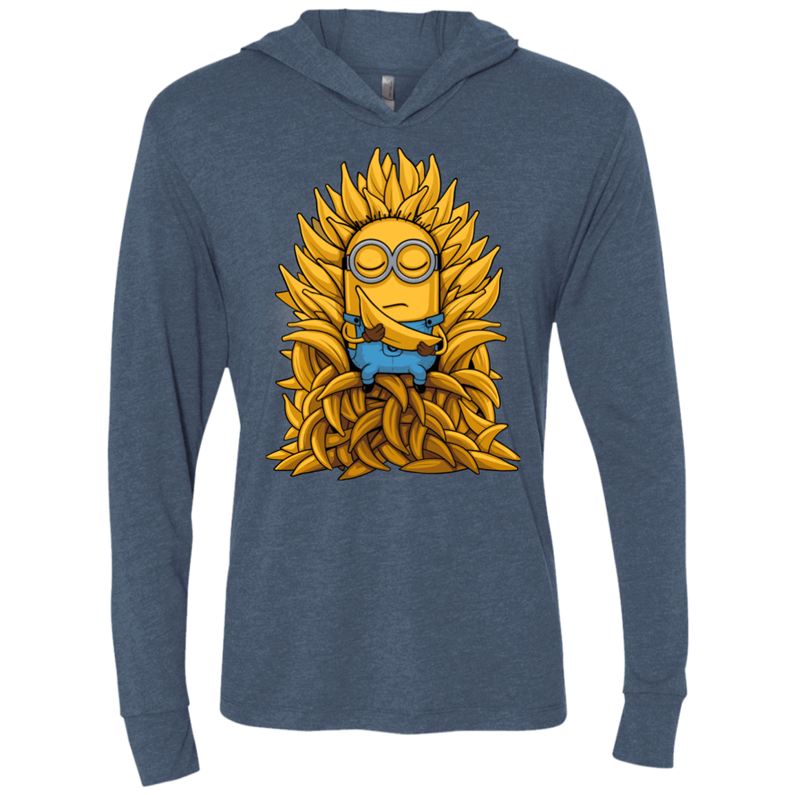 T-Shirts Indigo / X-Small Banana Throne Triblend Long Sleeve Hoodie Tee