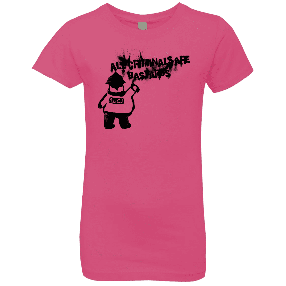 T-Shirts Hot Pink / YXS Banksy Police Girls Premium T-Shirt