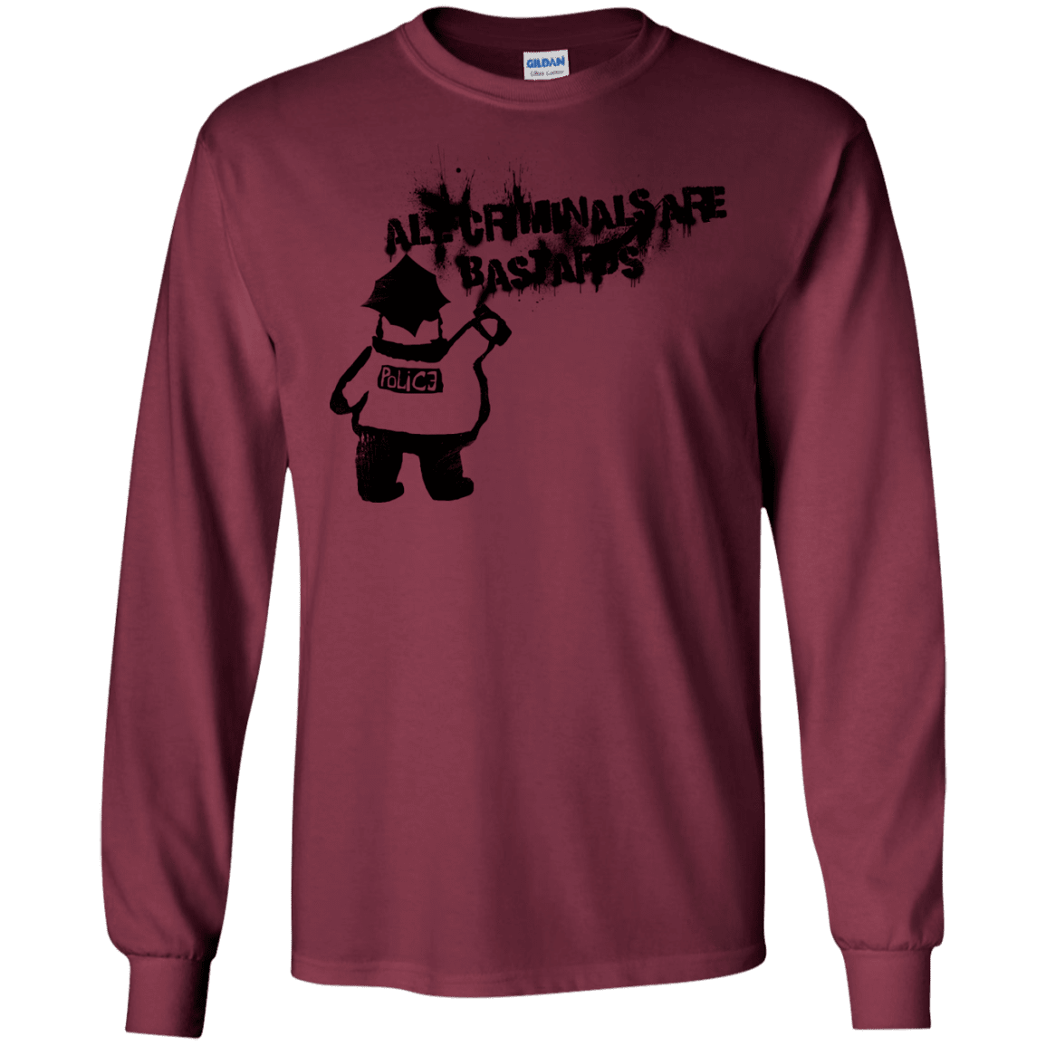 T-Shirts Maroon / S Banksy Police Men's Long Sleeve T-Shirt