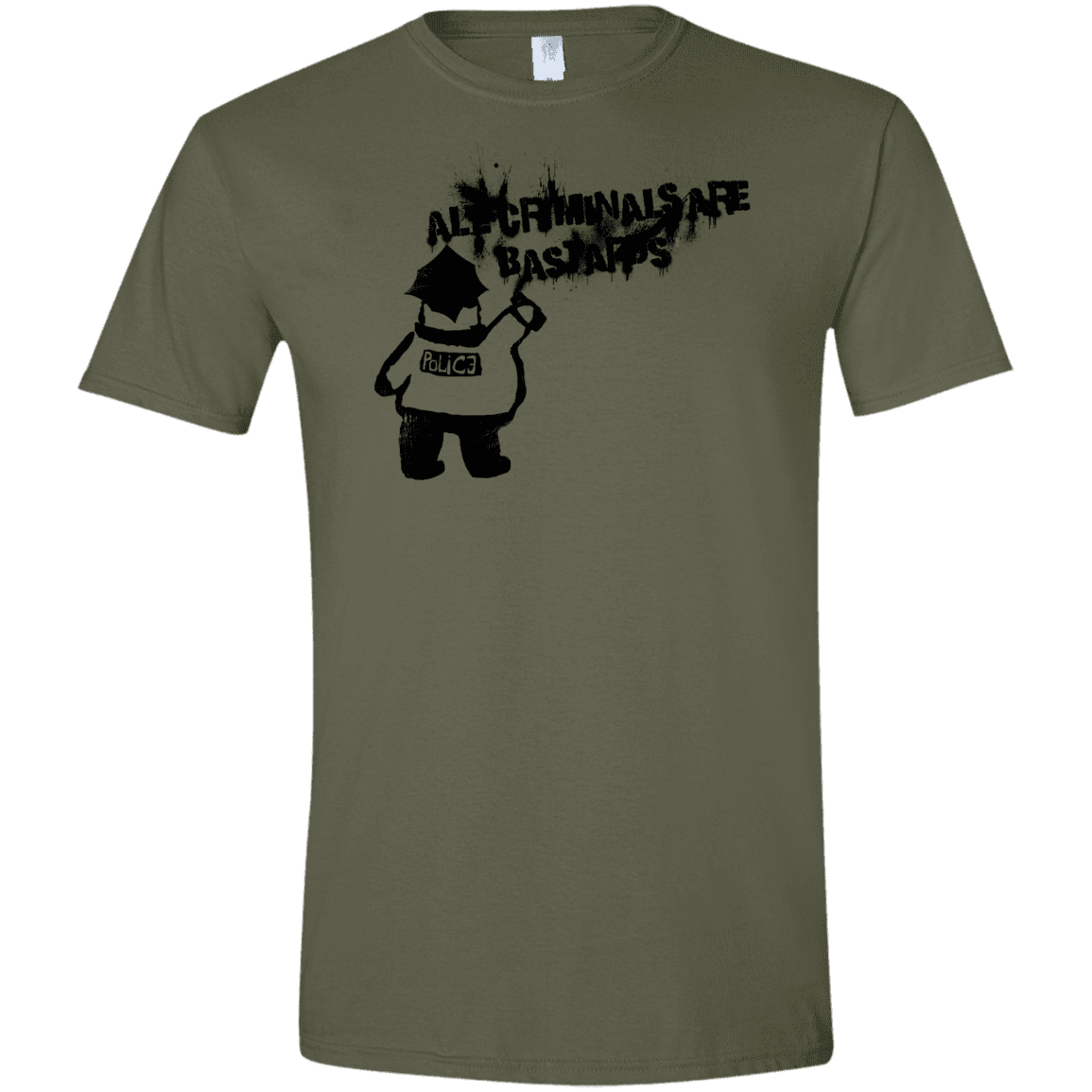 T-Shirts Military Green / S Banksy Police Men's Semi-Fitted Softstyle