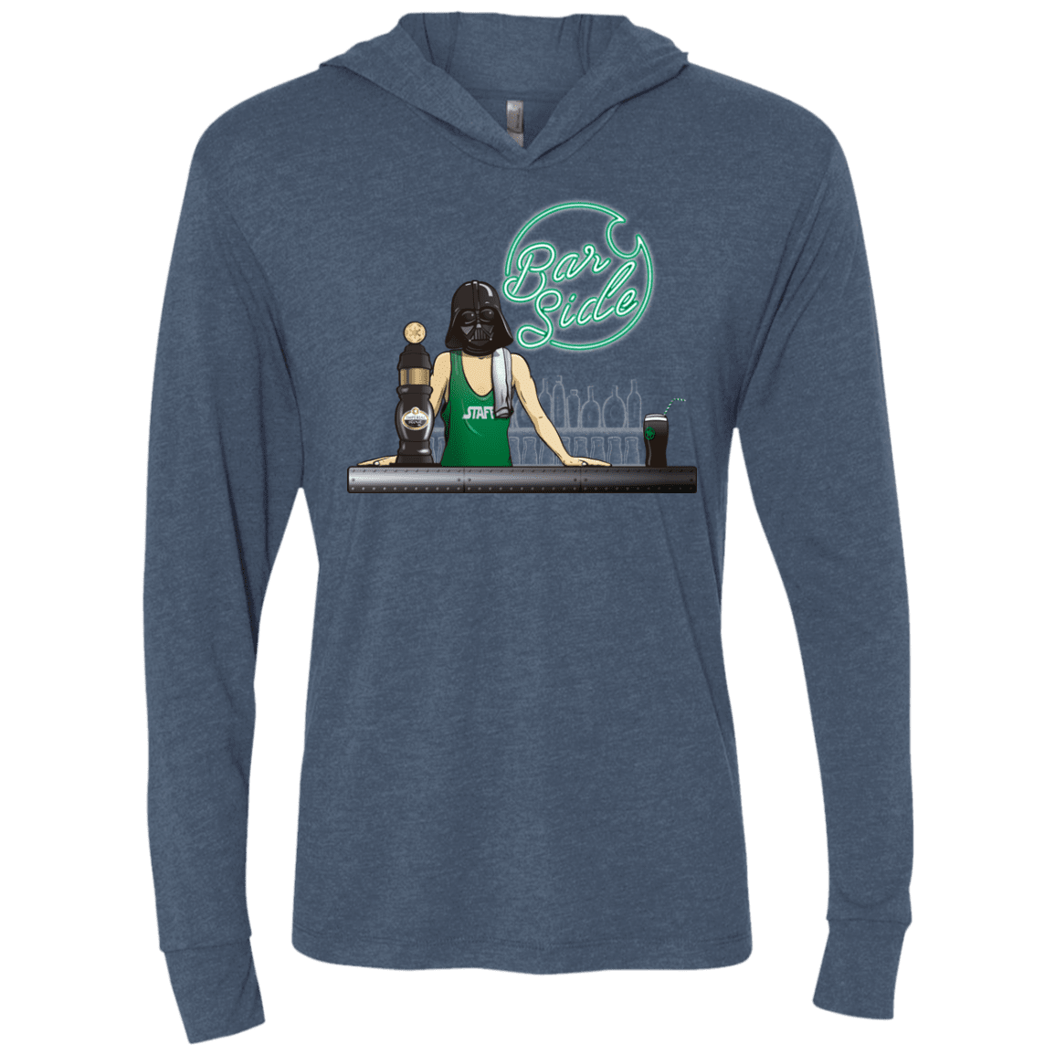 T-Shirts Indigo / X-Small Bar side Triblend Long Sleeve Hoodie Tee