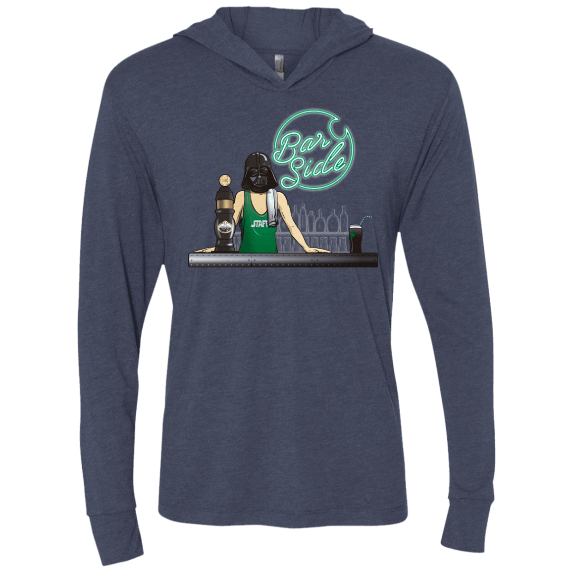 T-Shirts Vintage Navy / X-Small Bar side Triblend Long Sleeve Hoodie Tee