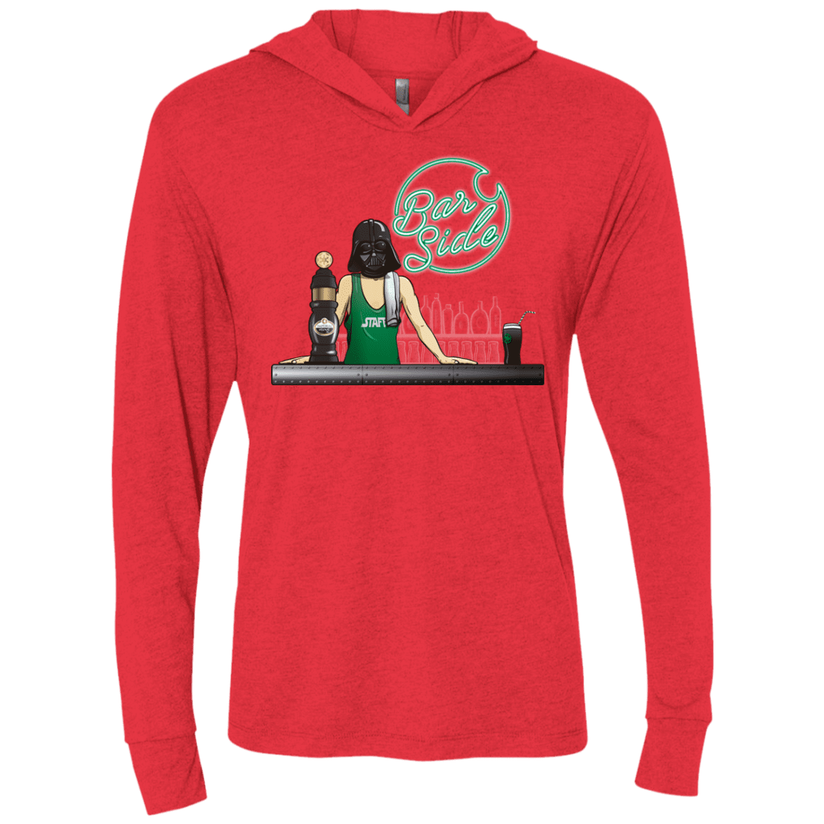 T-Shirts Vintage Red / X-Small Bar side Triblend Long Sleeve Hoodie Tee