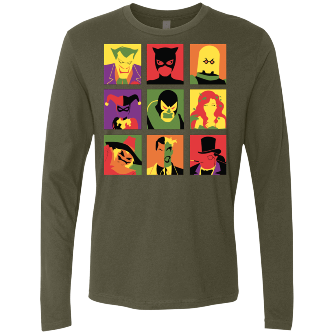 T-Shirts Military Green / Small Bat Pop Men's Premium Long Sleeve