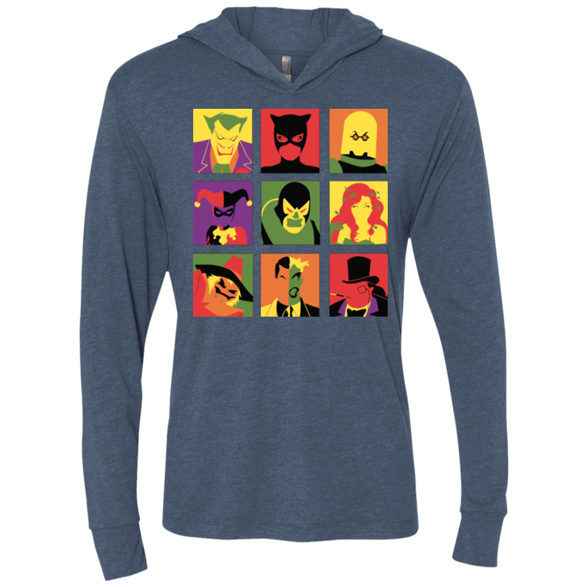 T-Shirts Indigo / X-Small Bat Pop Triblend Long Sleeve Hoodie Tee