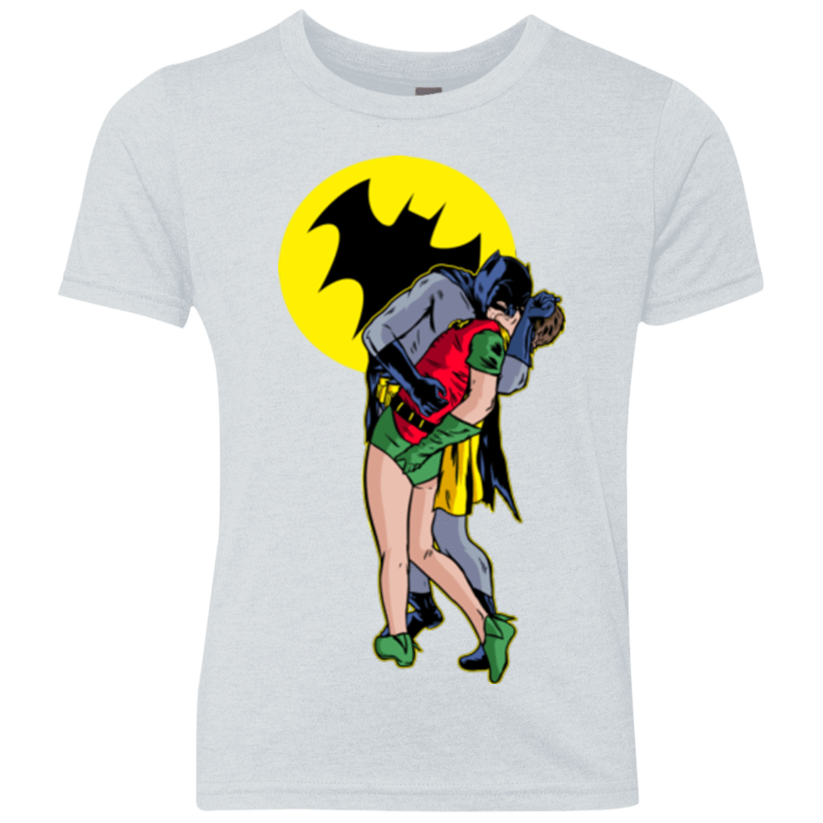 T-Shirts Heather White / YXS Batkiss Signal Youth Triblend T-Shirt