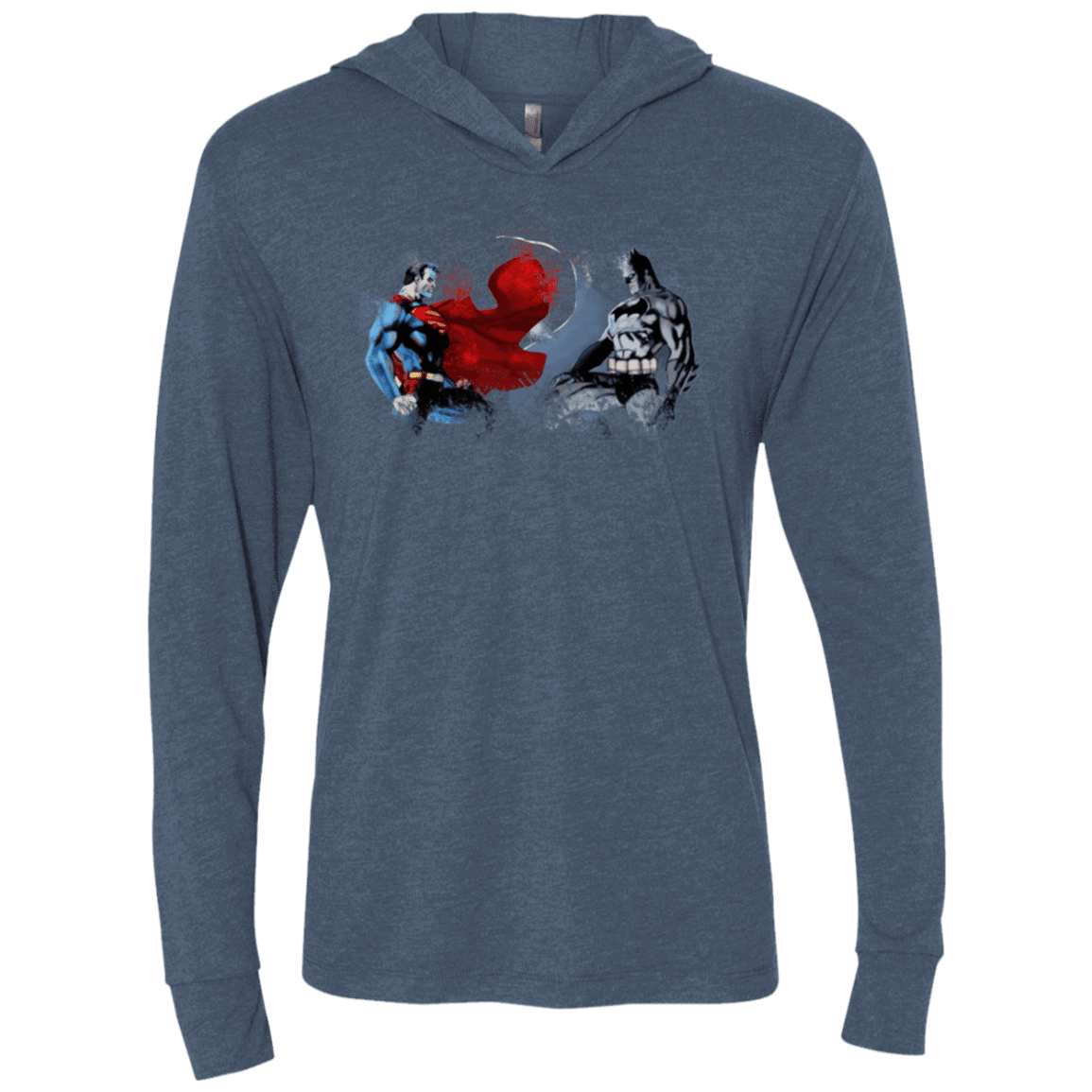 T-Shirts Indigo / X-Small Batman vs Superman Triblend Long Sleeve Hoodie Tee