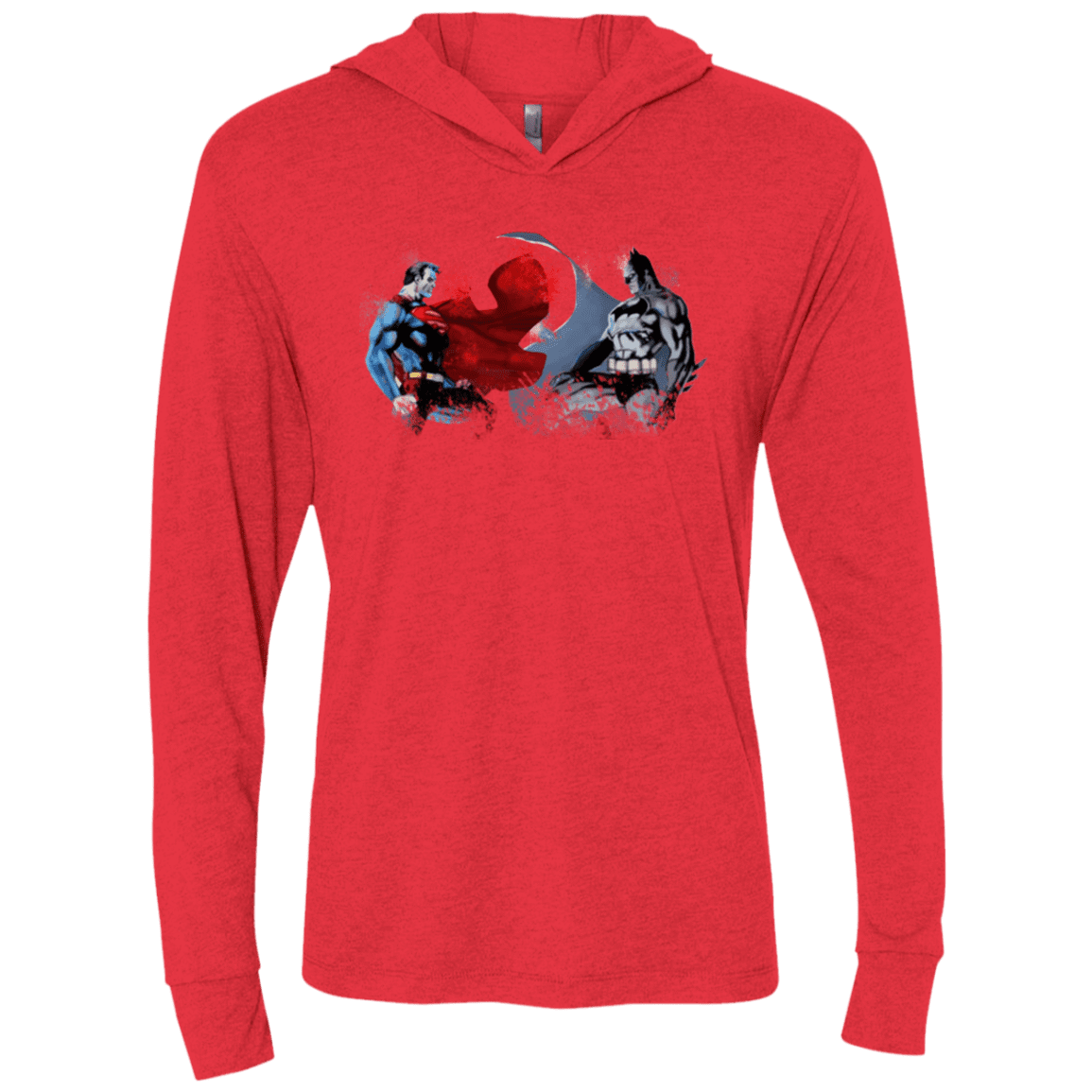 T-Shirts Vintage Red / X-Small Batman vs Superman Triblend Long Sleeve Hoodie Tee