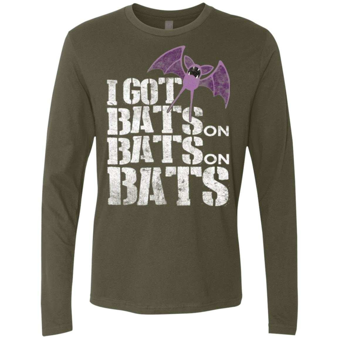 T-Shirts Military Green / Small Bats on Bats on Bats Men's Premium Long Sleeve