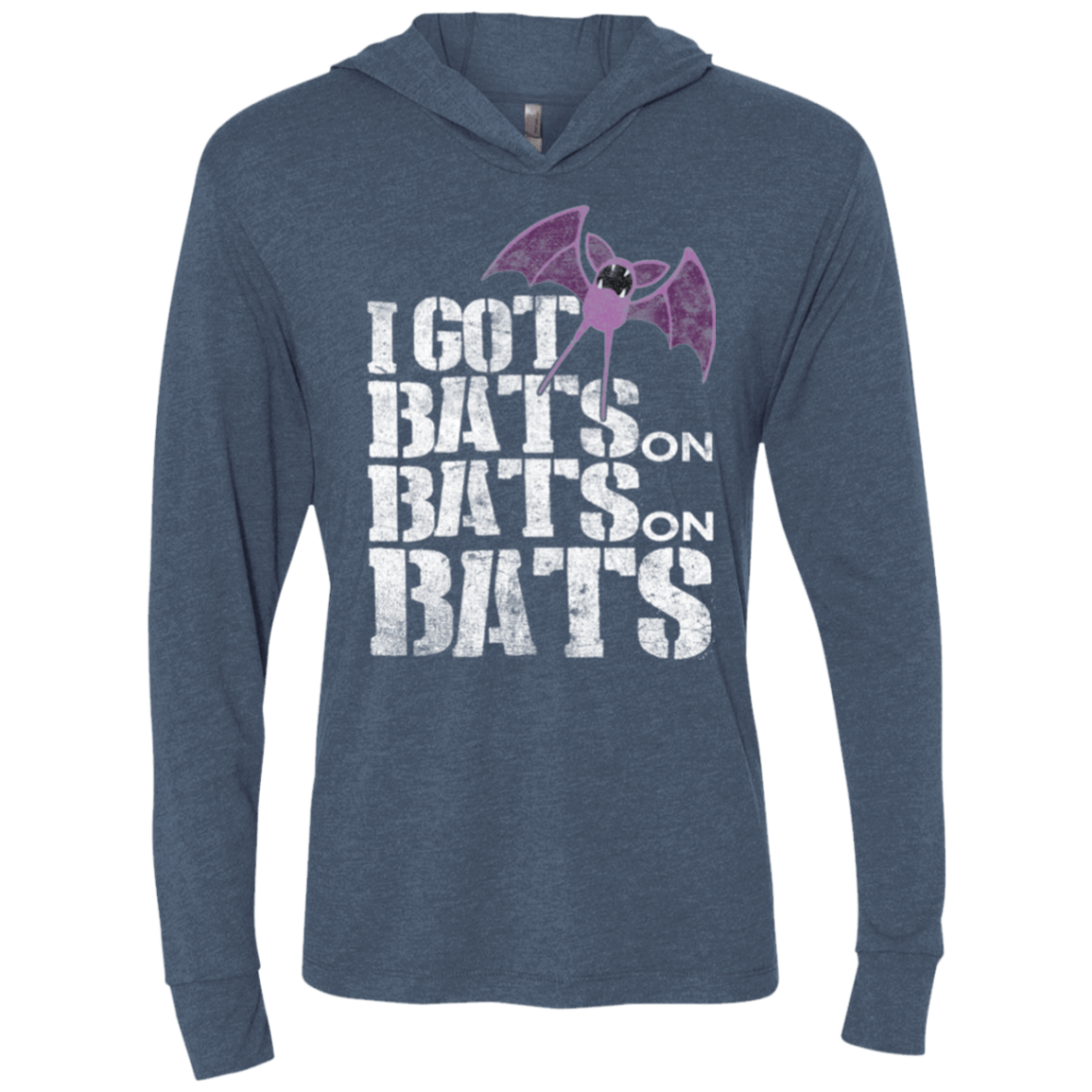T-Shirts Indigo / X-Small Bats on Bats on Bats Triblend Long Sleeve Hoodie Tee
