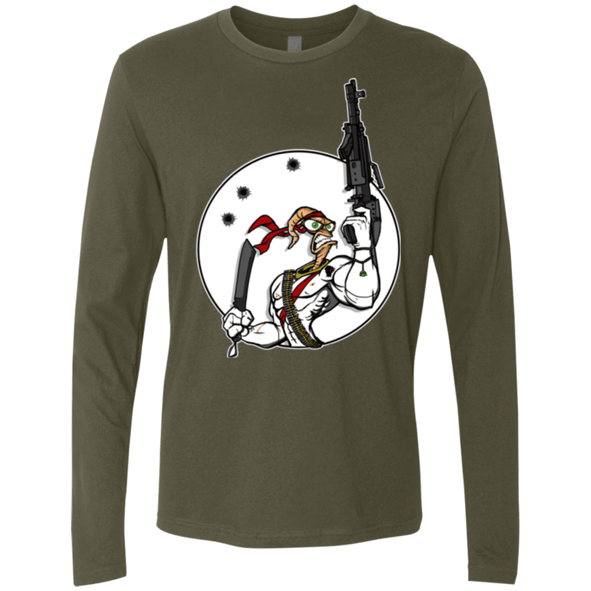 T-Shirts Military Green / S Battle Worm Men's Premium Long Sleeve