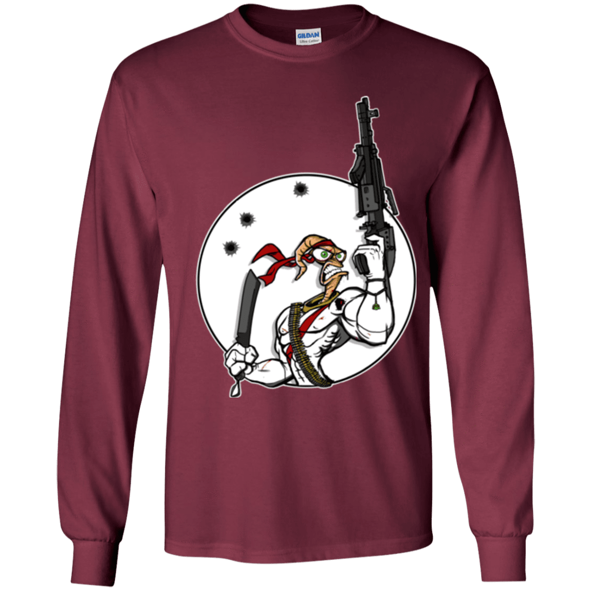 T-Shirts Maroon / YS Battle Worm Youth Long Sleeve T-Shirt