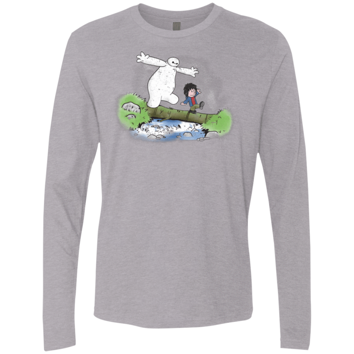 T-Shirts Heather Grey / Small Baymax And Hiro Men's Premium Long Sleeve