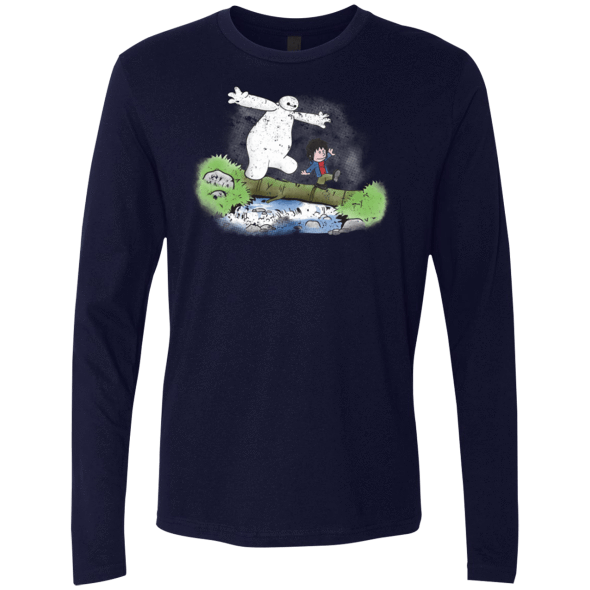 T-Shirts Midnight Navy / Small Baymax And Hiro Men's Premium Long Sleeve