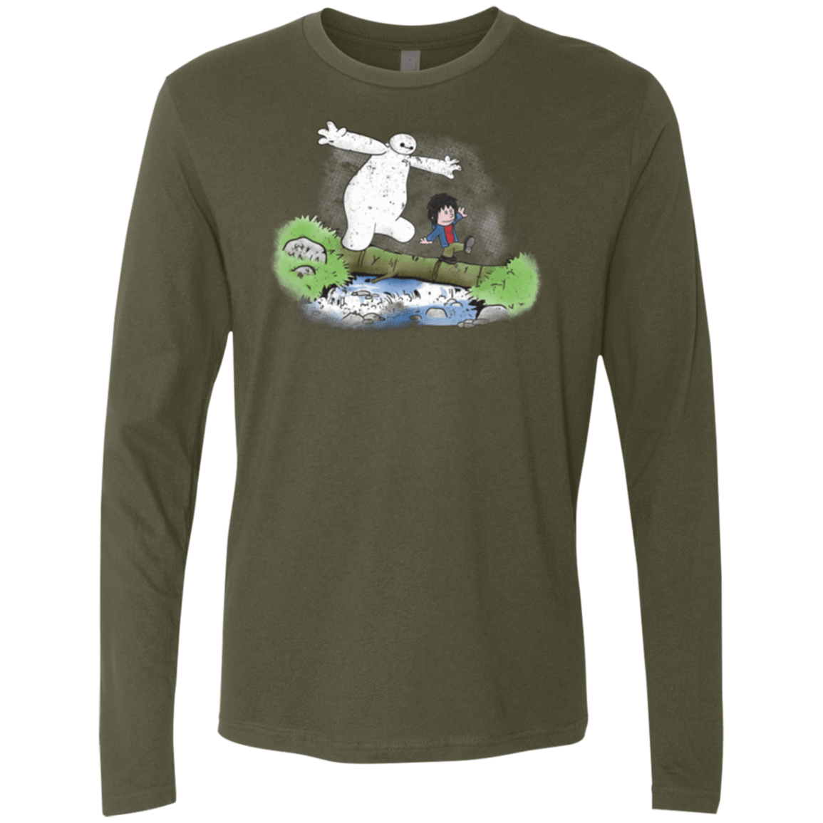 T-Shirts Military Green / Small Baymax And Hiro Men's Premium Long Sleeve