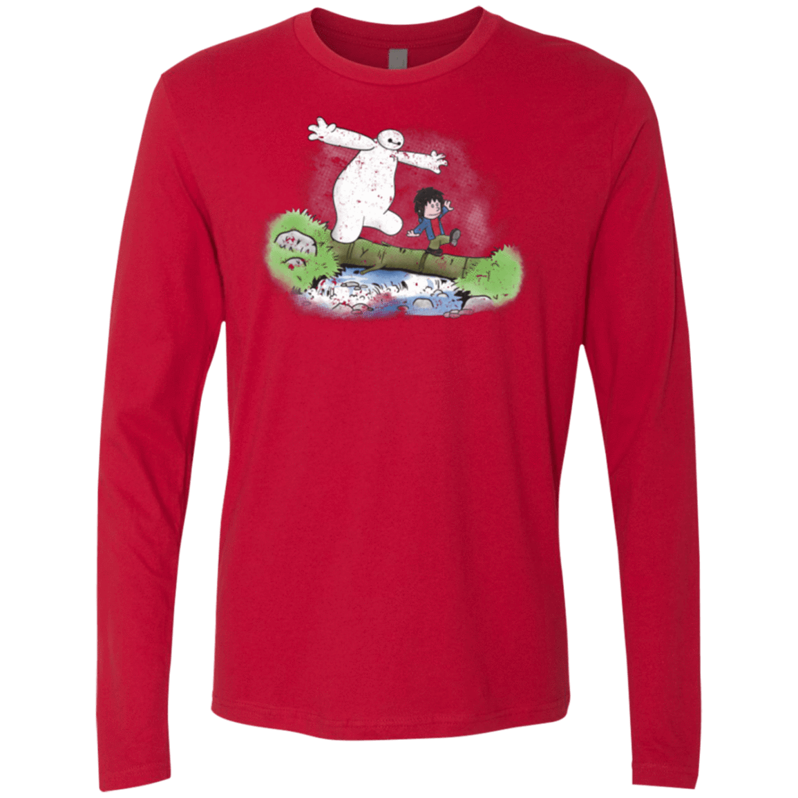 T-Shirts Red / Small Baymax And Hiro Men's Premium Long Sleeve