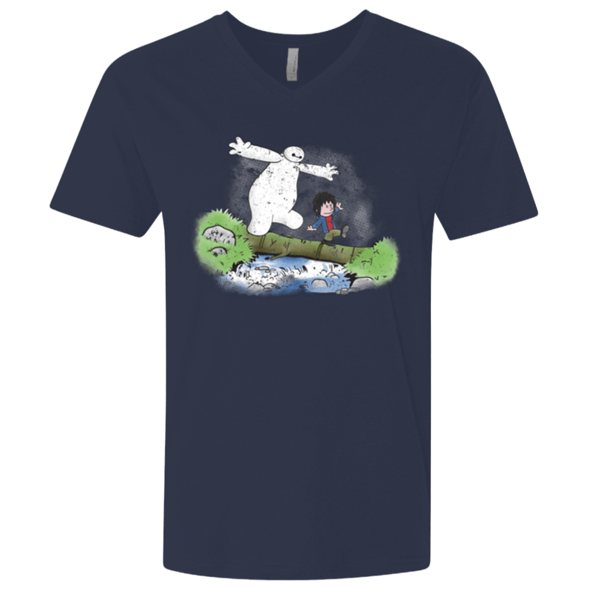 T-Shirts Midnight Navy / X-Small Baymax And Hiro Men's Premium V-Neck