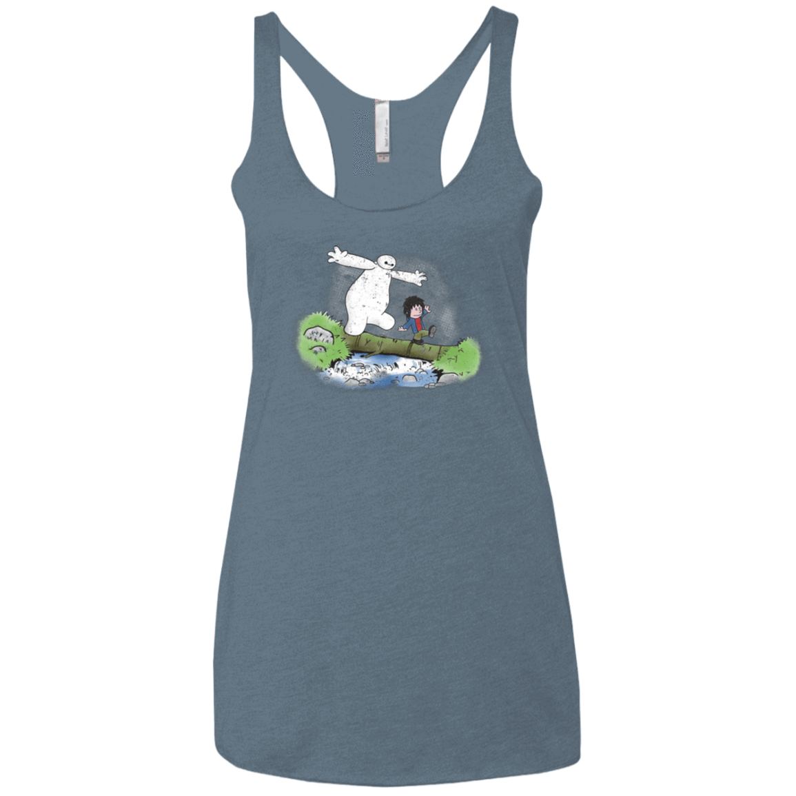 T-Shirts Indigo / X-Small Baymax And Hiro Women's Triblend Racerback Tank