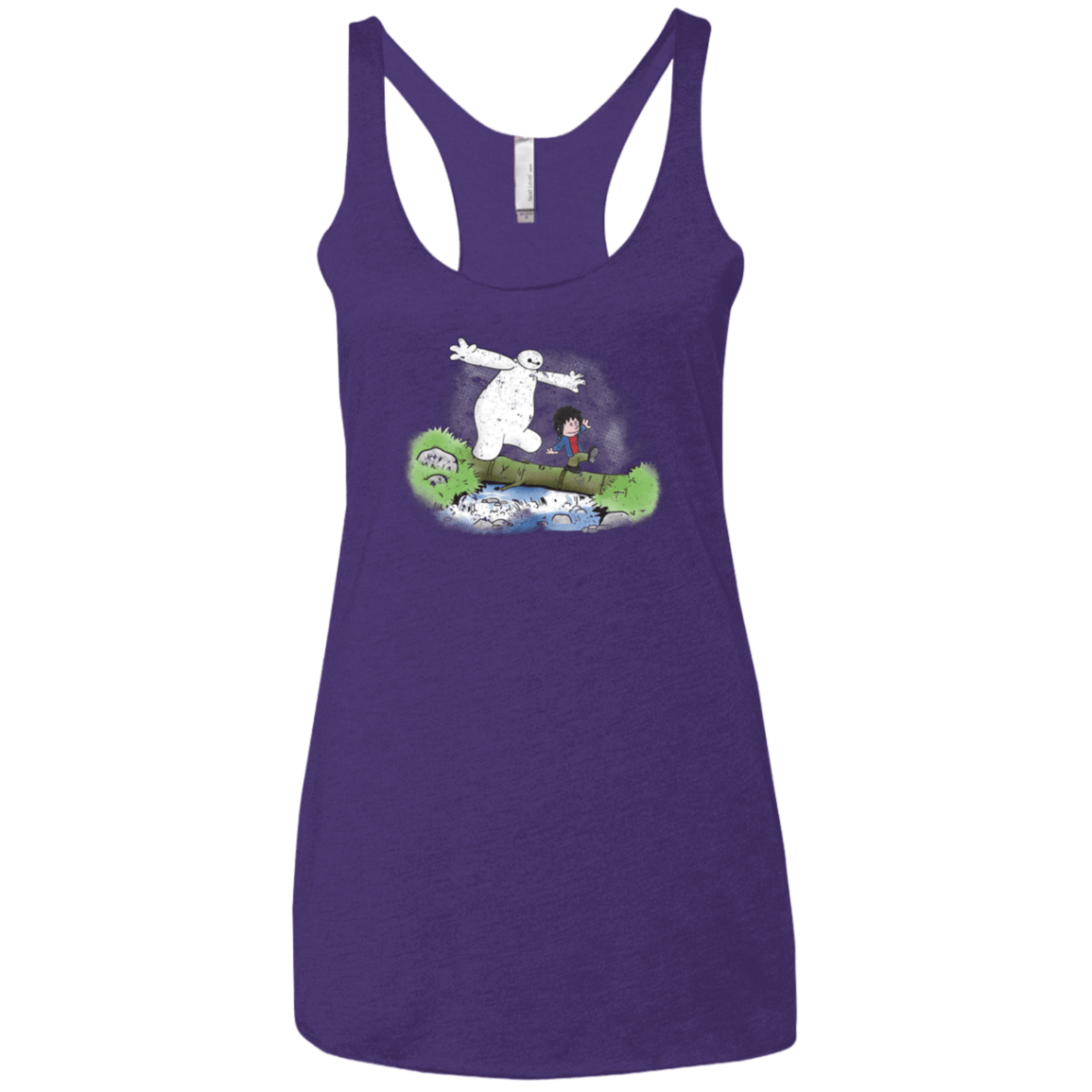 T-Shirts Purple / X-Small Baymax And Hiro Women's Triblend Racerback Tank