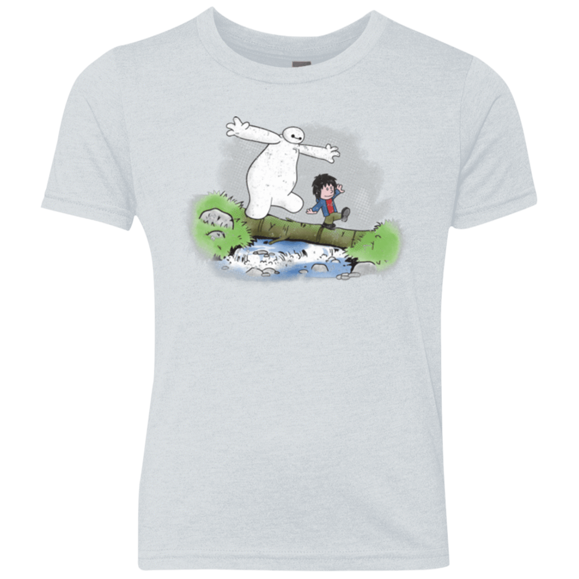 T-Shirts Heather White / YXS Baymax And Hiro Youth Triblend T-Shirt
