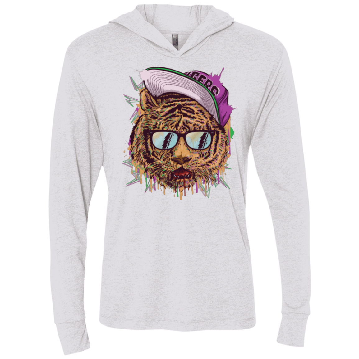 T-Shirts Heather White / X-Small Bayside Tigers Triblend Long Sleeve Hoodie Tee