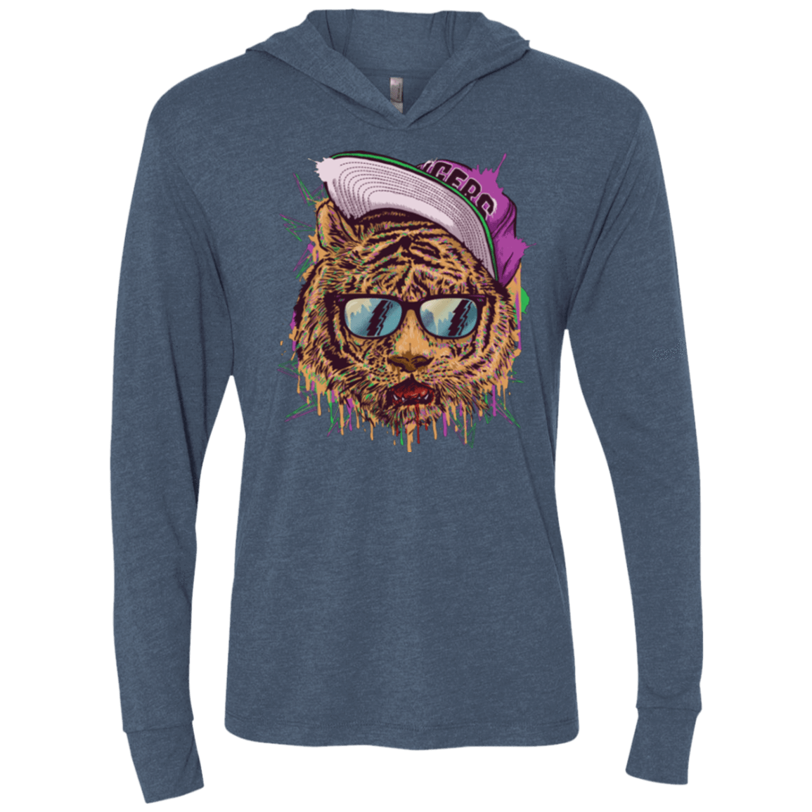 T-Shirts Indigo / X-Small Bayside Tigers Triblend Long Sleeve Hoodie Tee