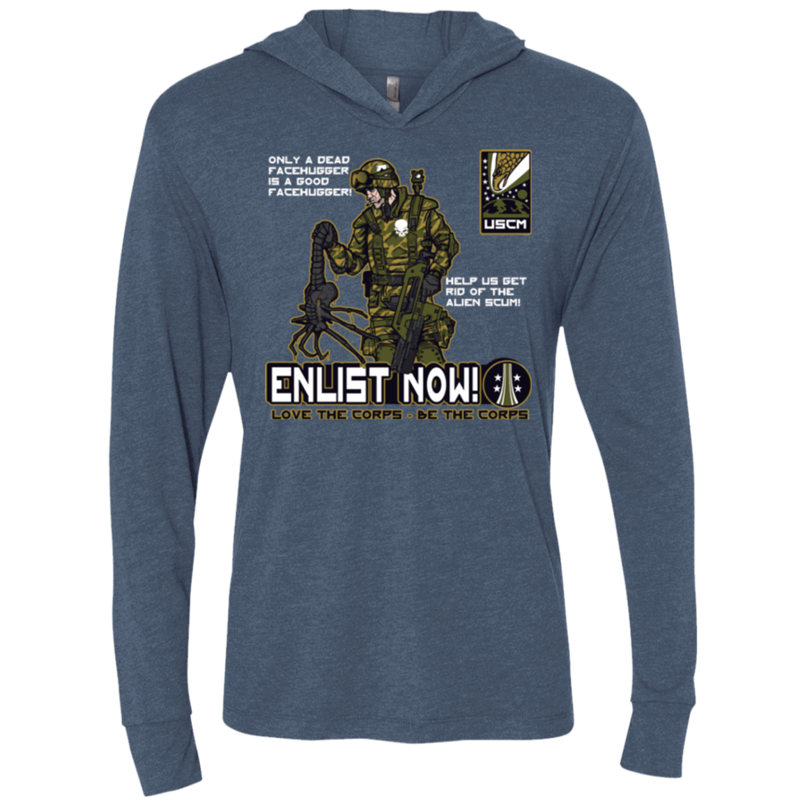 T-Shirts Indigo / X-Small Be The Corps Triblend Long Sleeve Hoodie Tee