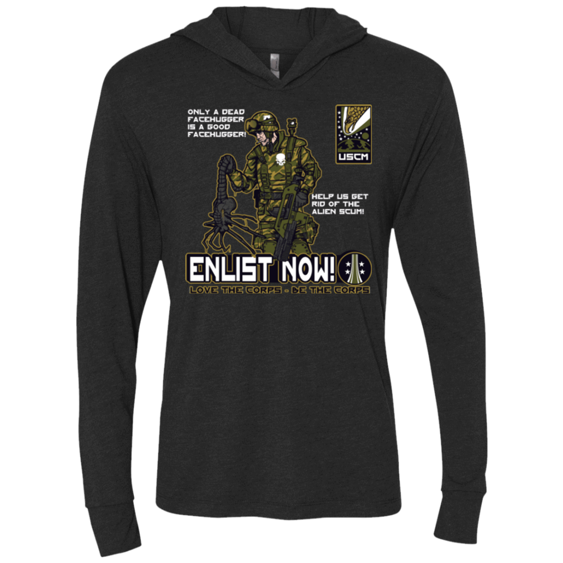 T-Shirts Vintage Black / X-Small Be The Corps Triblend Long Sleeve Hoodie Tee