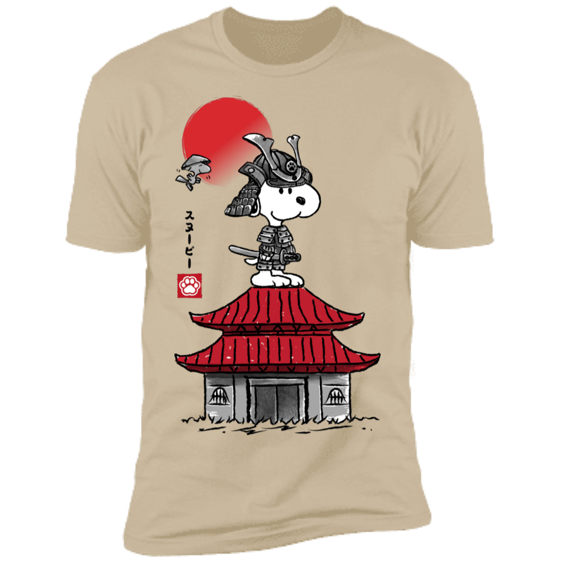 T-Shirts Sand / S Beagle Samurai sumi-e Men's Premium T-Shirt