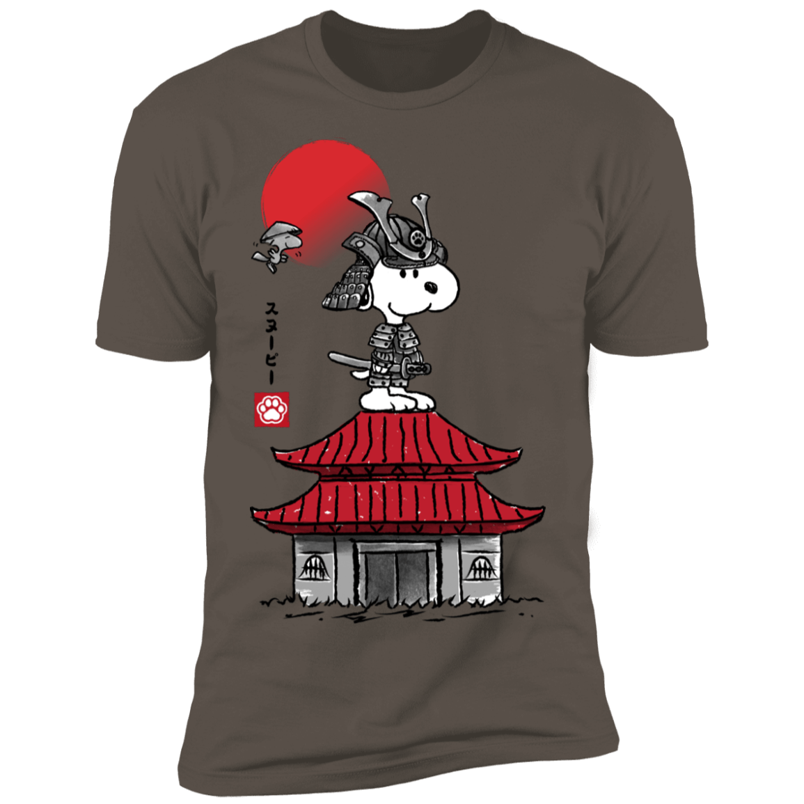 T-Shirts Warm Grey / S Beagle Samurai sumi-e Men's Premium T-Shirt