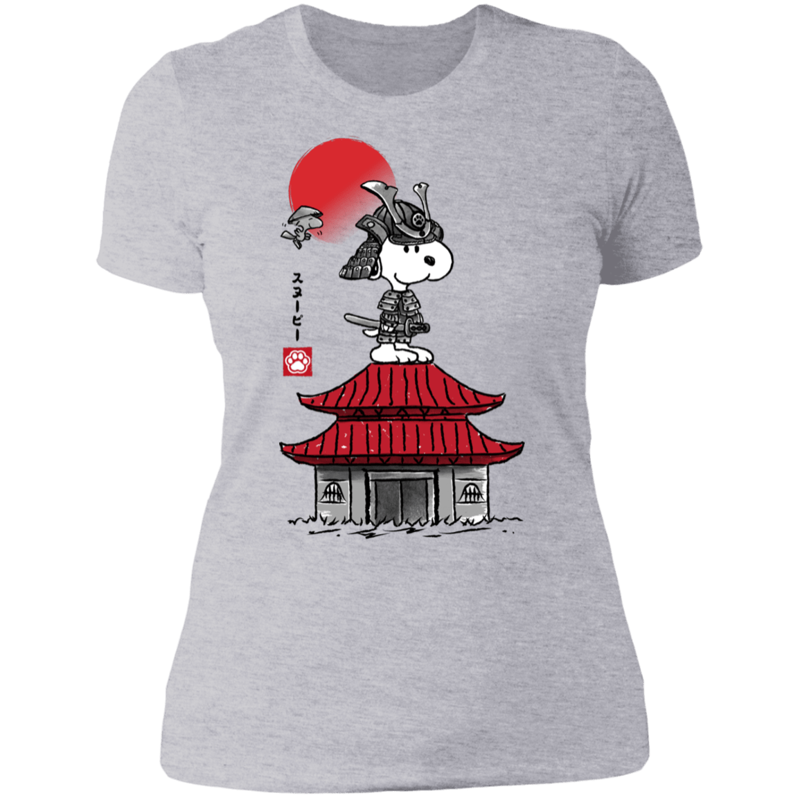 T-Shirts Heather Grey / S Beagle Samurai sumi-e Women's Premium T-Shirt