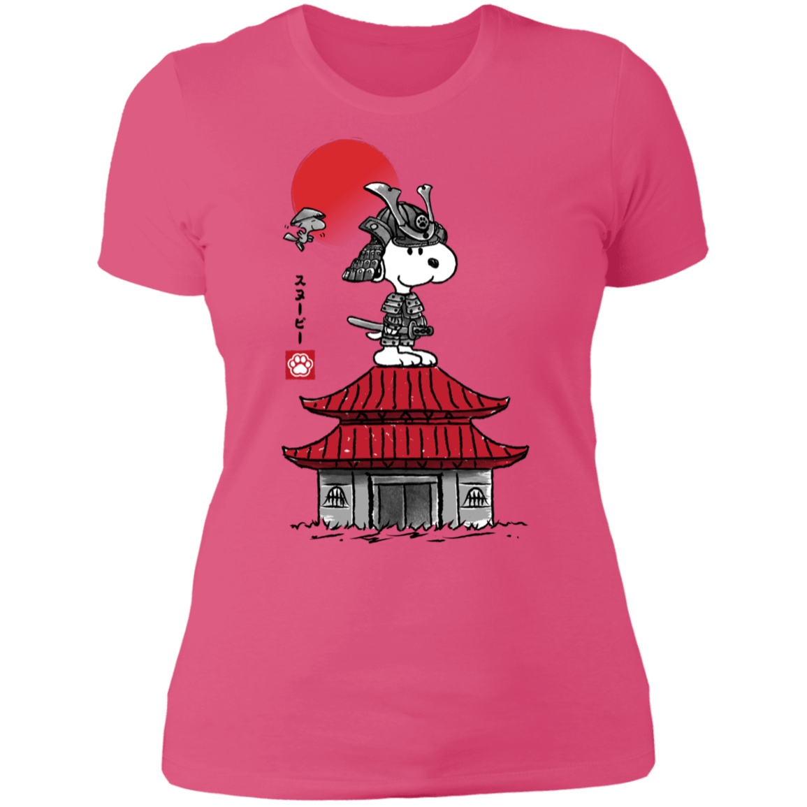 T-Shirts Hot Pink / S Beagle Samurai sumi-e Women's Premium T-Shirt