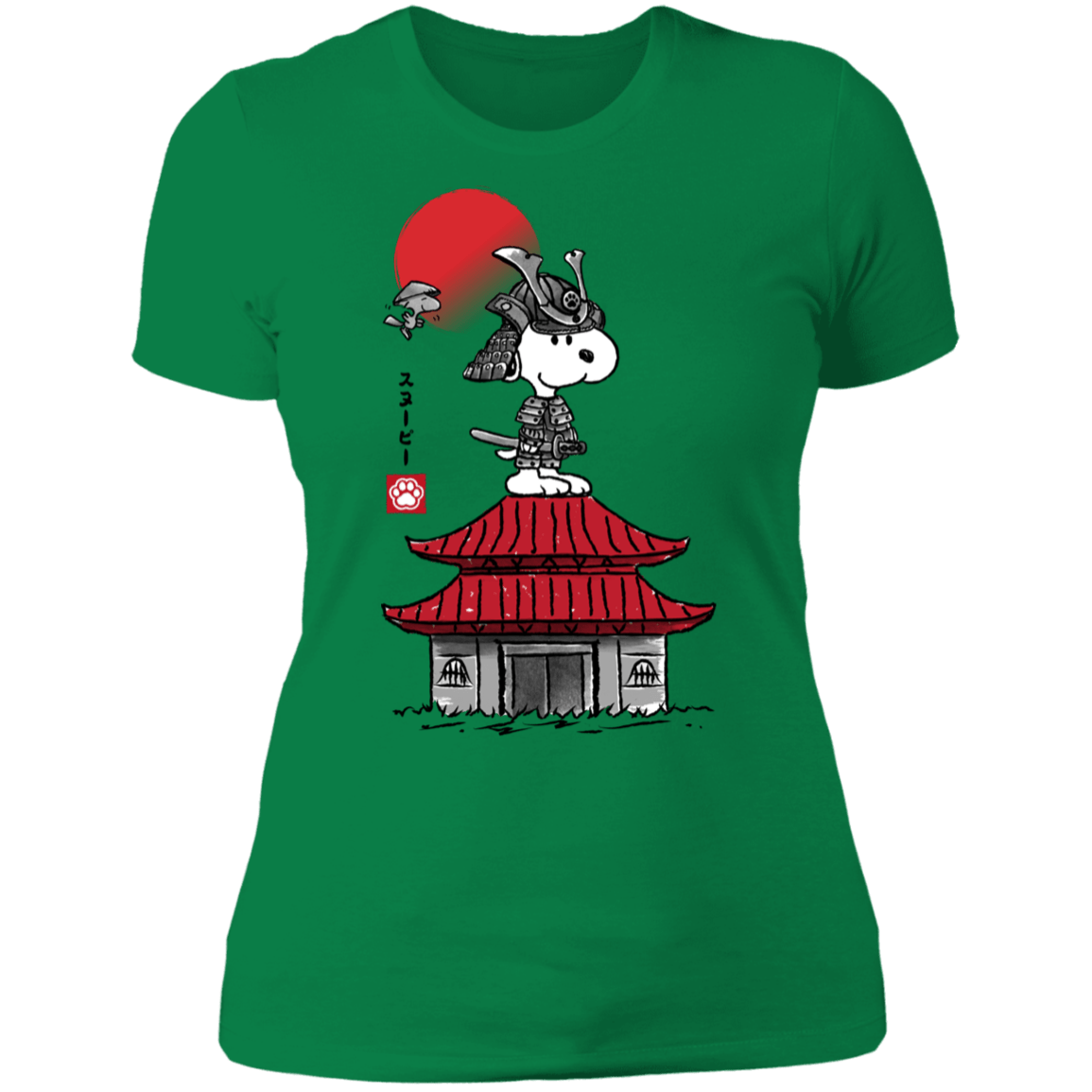 T-Shirts Kelly Green / S Beagle Samurai sumi-e Women's Premium T-Shirt