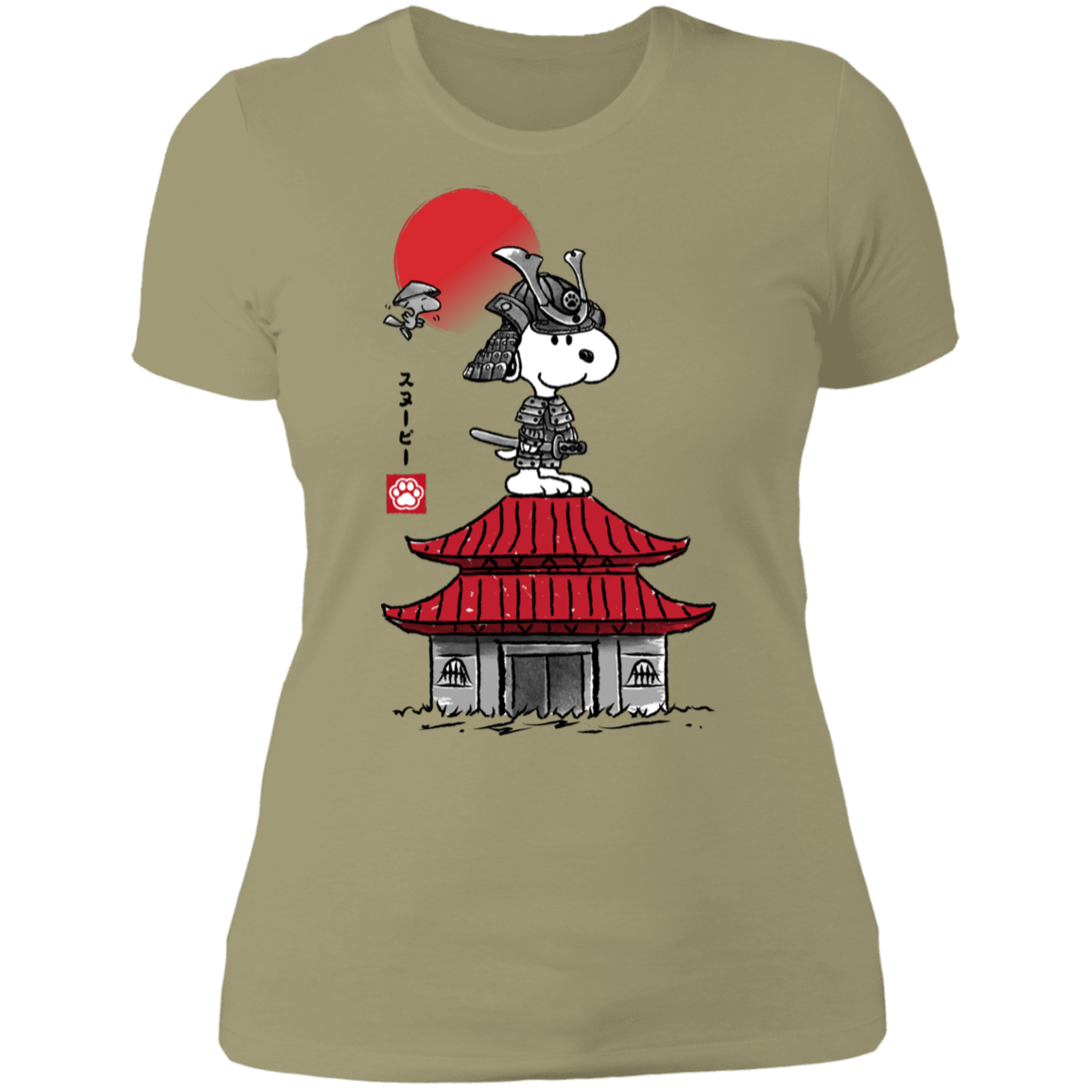T-Shirts Light Olive / S Beagle Samurai sumi-e Women's Premium T-Shirt