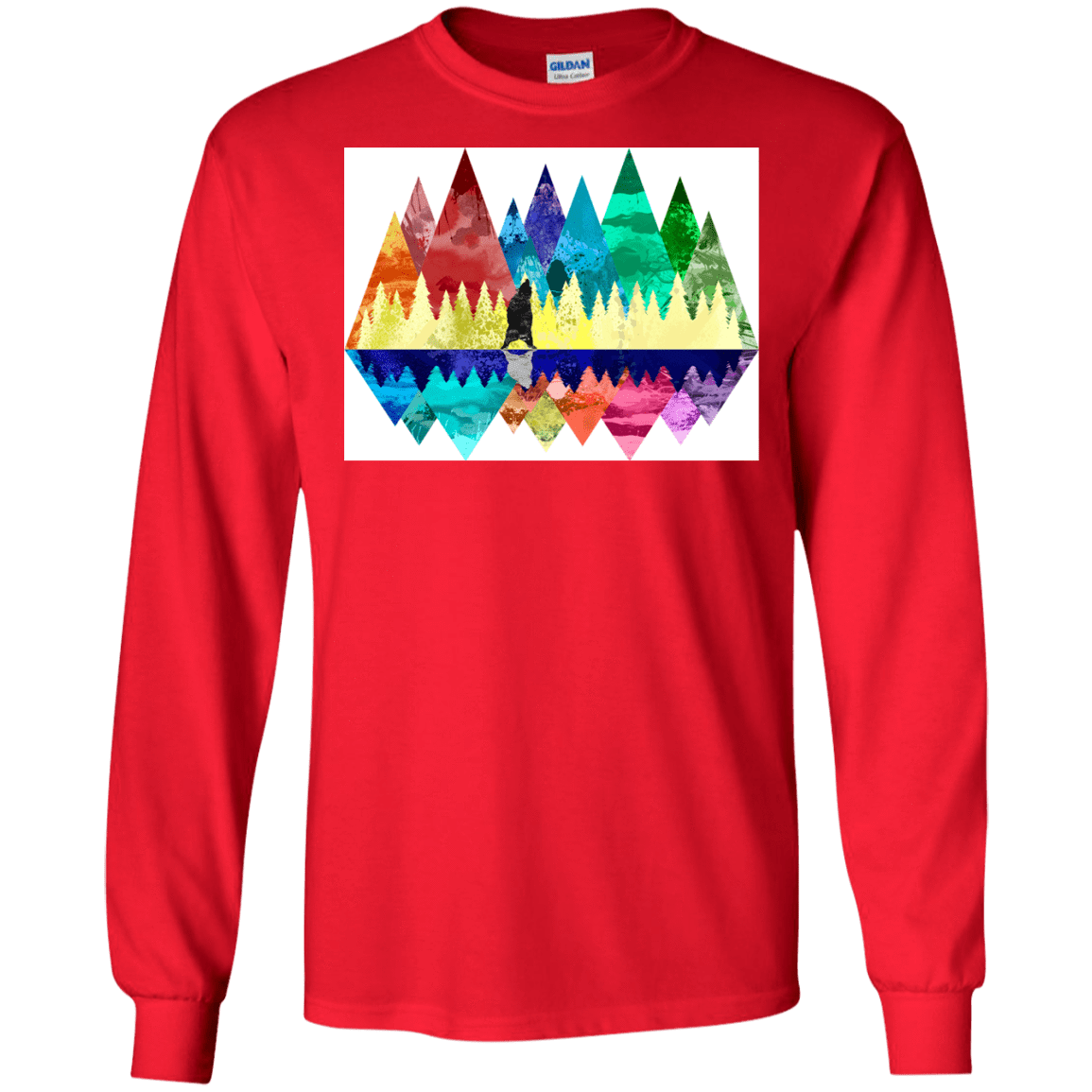 T-Shirts Red / S Bear Color Forest Men's Long Sleeve T-Shirt
