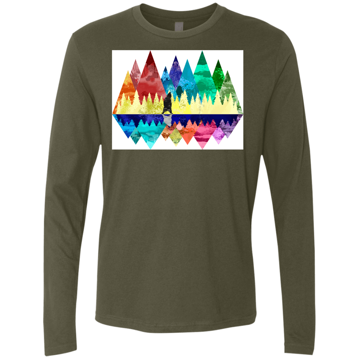 T-Shirts Military Green / S Bear Color Forest Men's Premium Long Sleeve