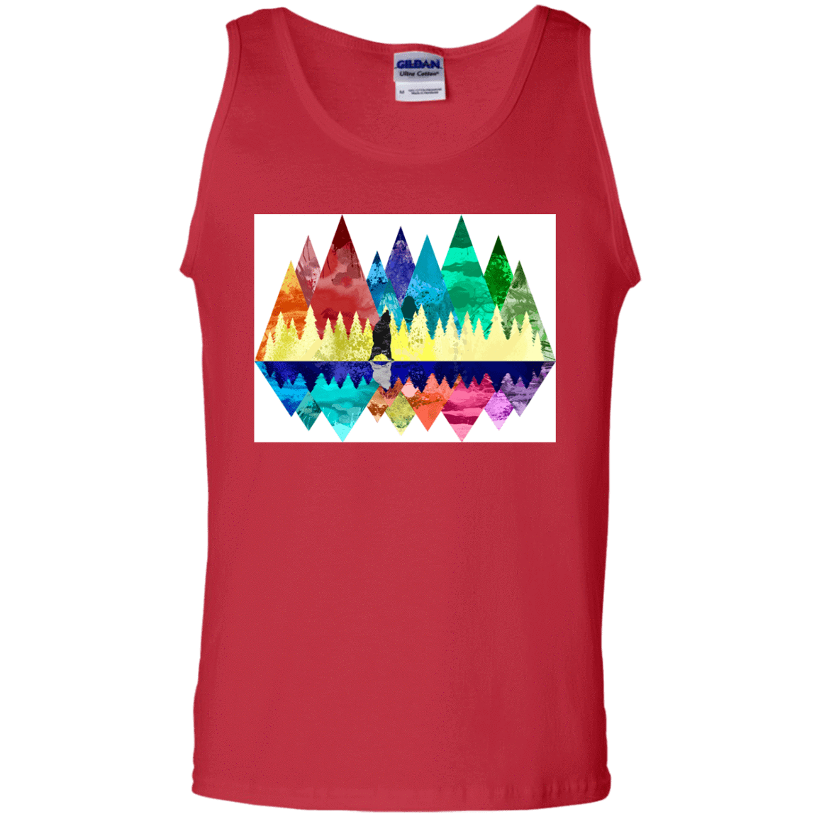 T-Shirts Red / S Bear Color Forest Men's Tank Top