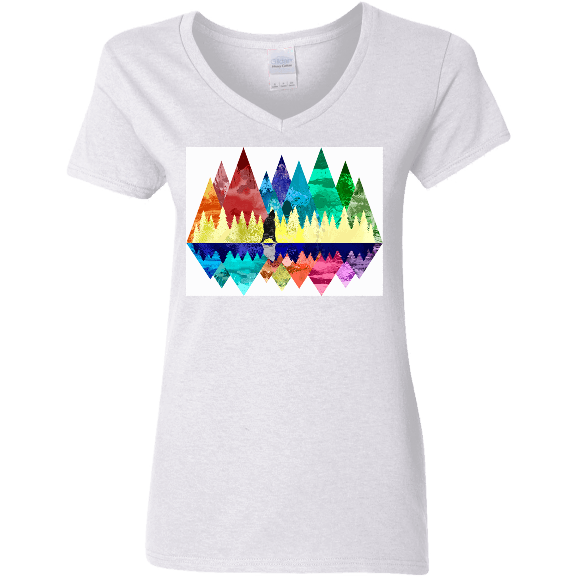 T-Shirts White / S Bear Color Forest Women's V-Neck T-Shirt