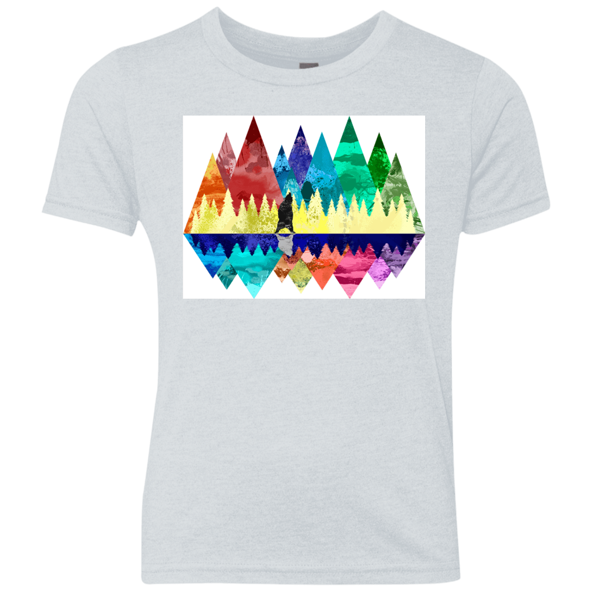 T-Shirts Heather White / YXS Bear Color Forest Youth Triblend T-Shirt