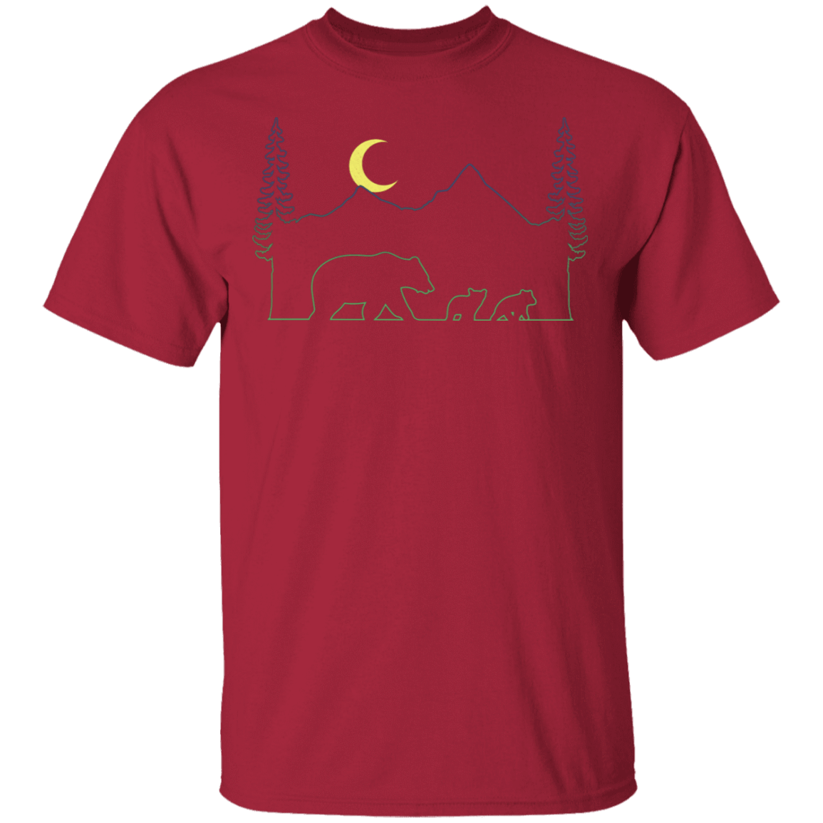 T-Shirts Cardinal / S Bear Cub Line Art T-Shirt