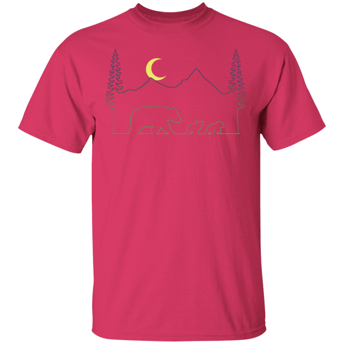 T-Shirts Heliconia / S Bear Cub Line Art T-Shirt