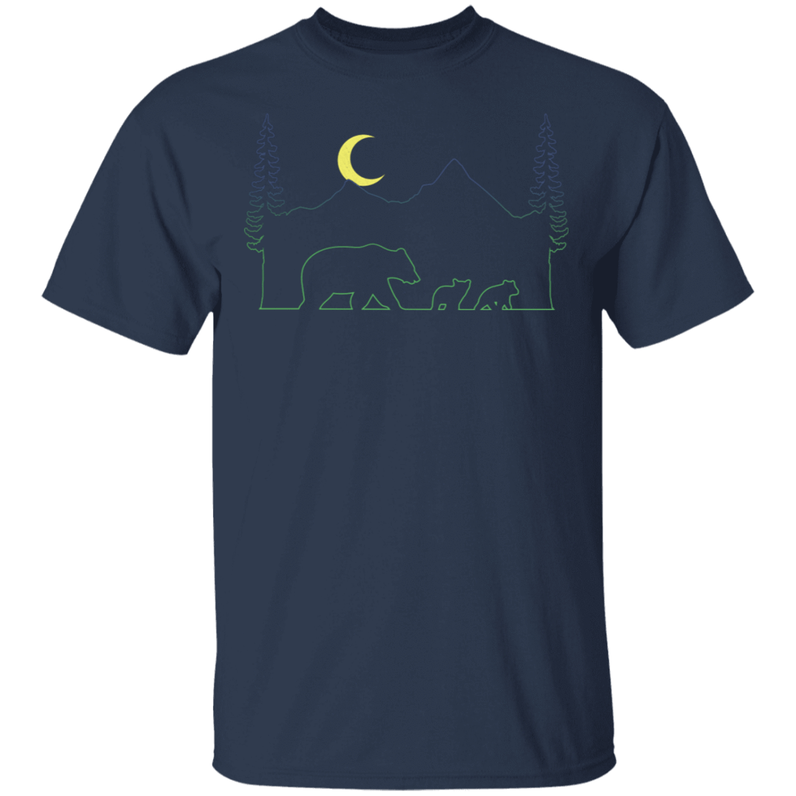 T-Shirts Navy / S Bear Cub Line Art T-Shirt