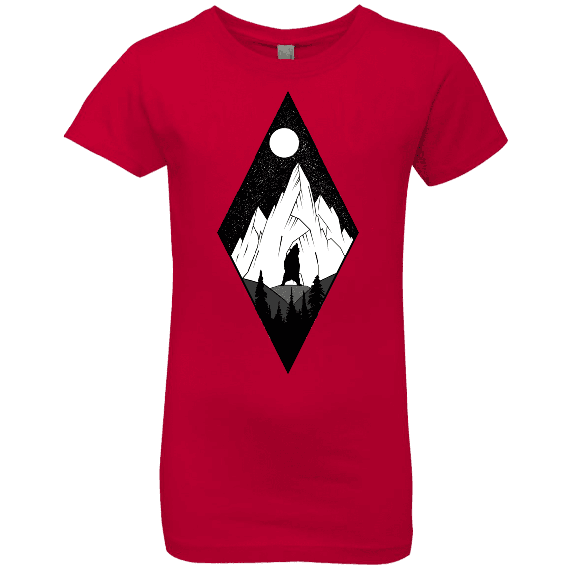 T-Shirts Red / YXS Bear Diamond Girls Premium T-Shirt