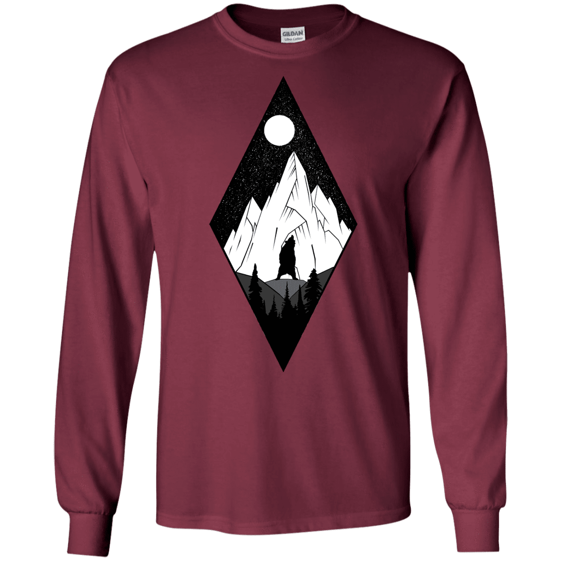 T-Shirts Maroon / S Bear Diamond Men's Long Sleeve T-Shirt