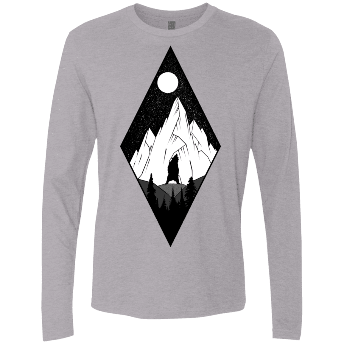 T-Shirts Heather Grey / S Bear Diamond Men's Premium Long Sleeve
